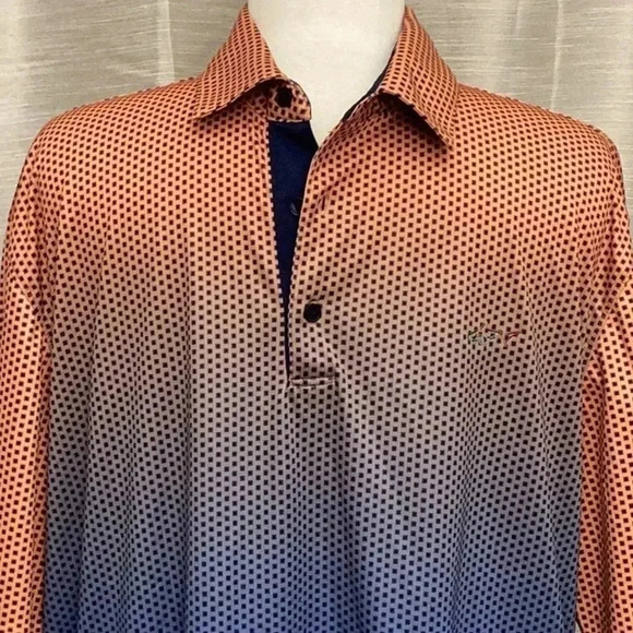 Greg Norman Men’s Play-Dry Gold Orange Blue Ombre Short Sleeve Polo | Size XXL - Picture 3 of 11